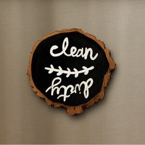 Handmade Dishwasher magnet, dirty/clean, black and white